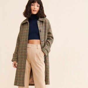 Sunocoo Paris Evan Plaid Overcoat, NWOT, Size T0 or XS
